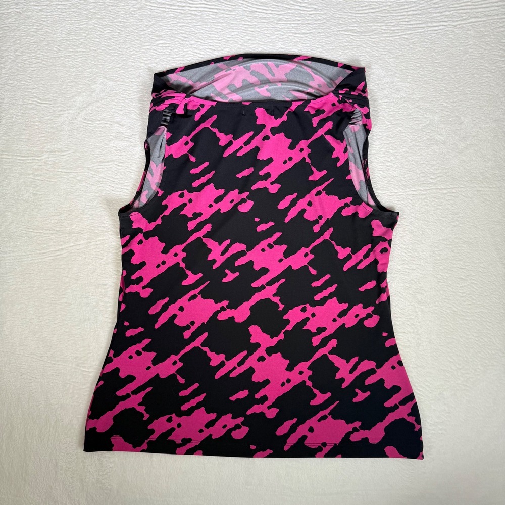 Calvin Klein Women's Sleeveless‎ Top Black Pink Abstract Print Size L